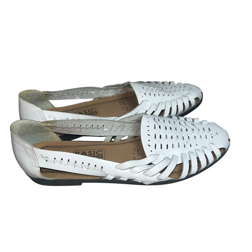 Vintage Basic Editions woven Leather Huarache white slip on sandal Shoes 9.5